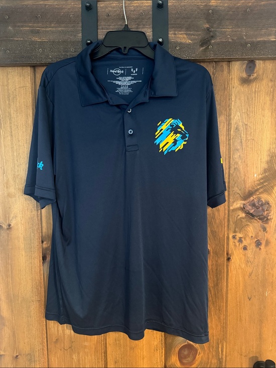 Hard Rock Cafe Other - Men's Navy Performance Polo with Lionel Messi logo